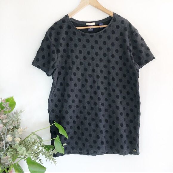SCOTCH & SODA black & gray Swiss dot short sleeve top Size XXL - Picture 1 of 8